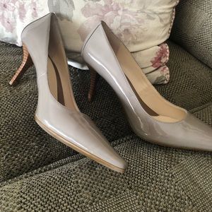 Calvin Klein Taupe Patent Leather Pump